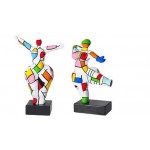 Conjunto de 2 estatuas esculturas decorativas diseño COUPLE en resina H34 (multicolor)