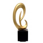 Statue decorative sculpture design pregnant Bluetooth LISTENING in resin (Golden)