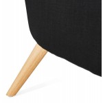 Fauteuil design YASUO en tissu pieds bois couleur naturelle (noir)