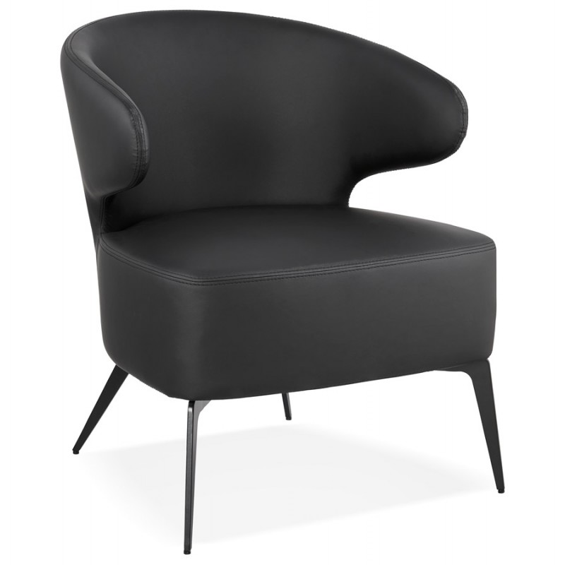 YASUO Designstuhl aus Polyurethan Füße Metall schwarz (schwarz)