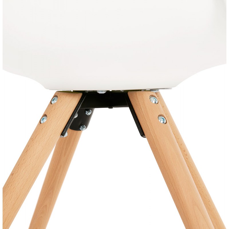 Silla de diseño escandinavo con apoyabrazos de madera de color natural de pies ARUM (blanco) - image 43292