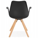 Chaise design scandinave avec accoudoirs ARUM pieds bois couleur naturelle (noir)