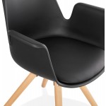 Scandinavian design chair with ARUM feet natural-coloured wooden foot restless (black)