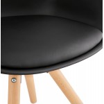 Skandinavischer Designstuhl mit ARUM Füßen naturfarbenen Holzfuß unruhig (schwarz)