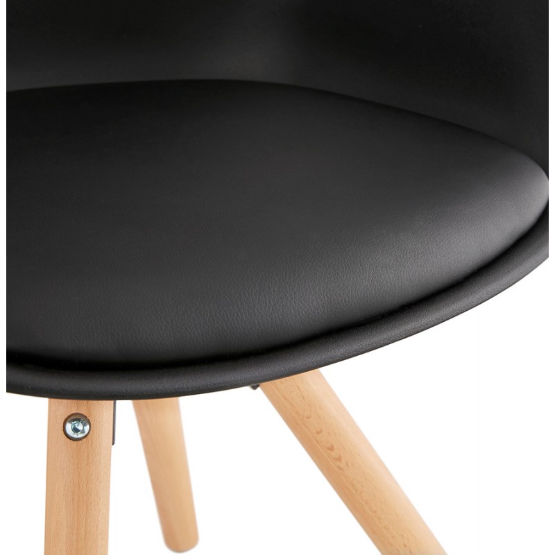 Scandinavian design chair with ARUM feet natural-coloured wooden foot restless (black) - image 43303