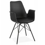 Industrial design chair with ORCHIS armrests in polypropylene (black)