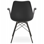 Chaise design industrielle avec accoudoirs ORCHIS en polypropylène (noir)