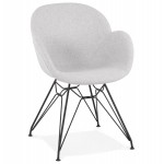 TOM industrial style design chair in black metal foot fabric (light grey)