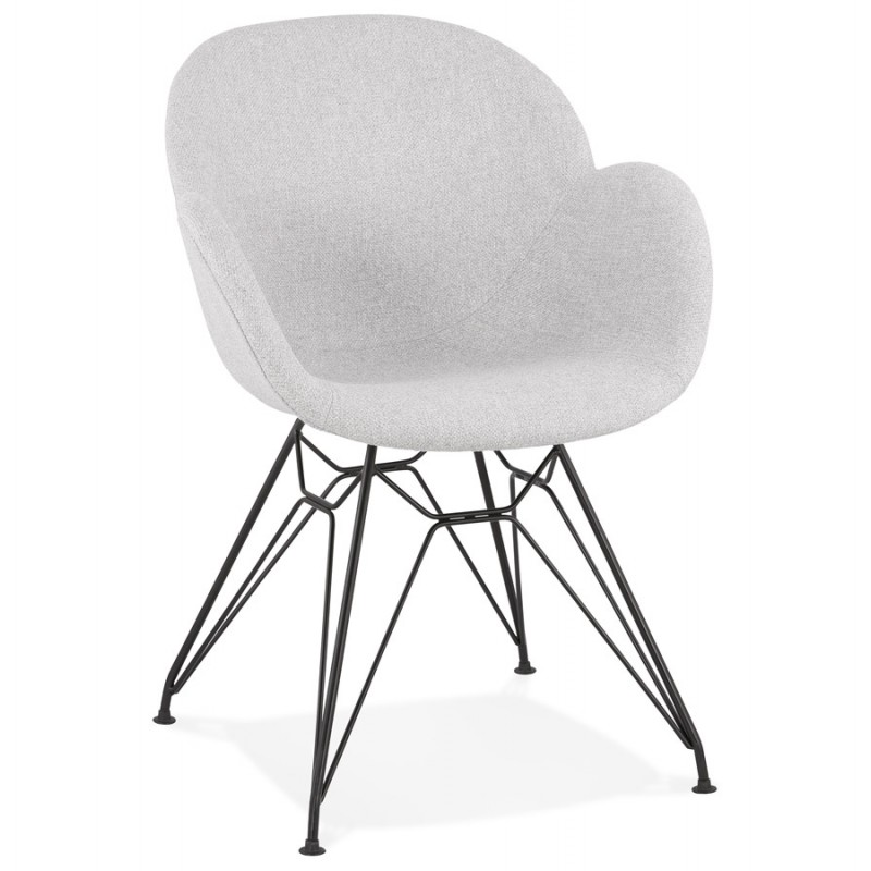 TOM Industrie-Stil Design Stuhl aus schwarzem Metall Fußstoff (hellgrau) - image 43377