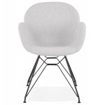 TOM Industrie-Stil Design Stuhl aus schwarzem Metall Fußstoff (hellgrau)