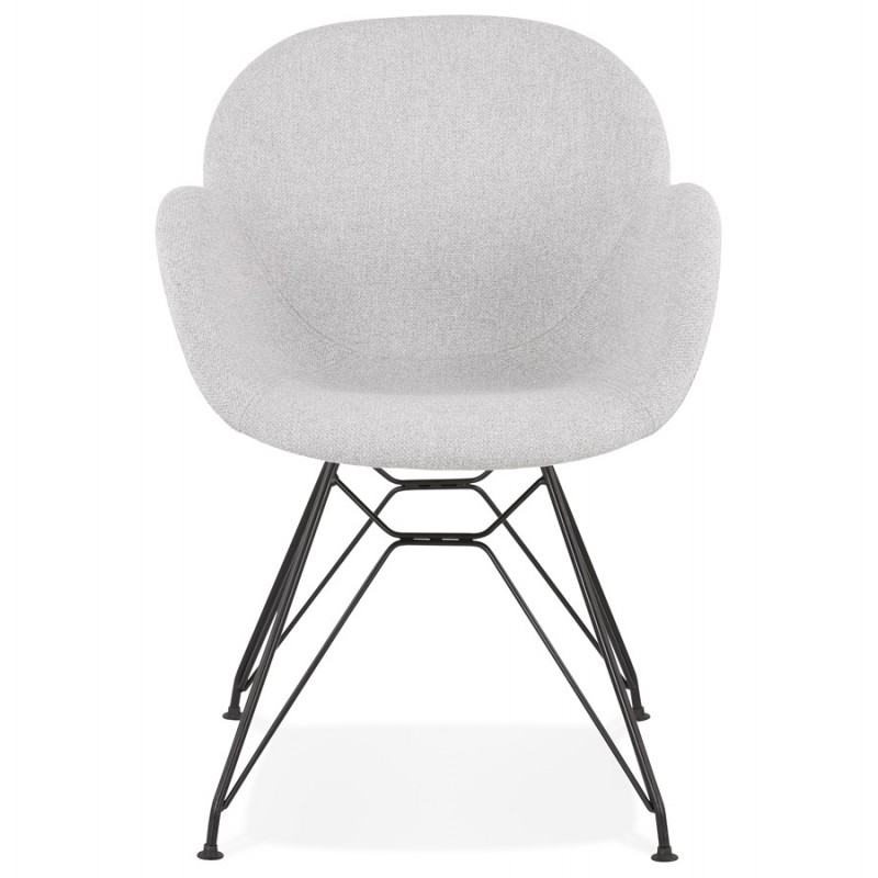 TOM Industrie-Stil Design Stuhl aus schwarzem Metall Fußstoff (hellgrau) - image 43378