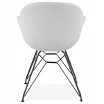 TOM Industrie-Stil Design Stuhl aus schwarzem Metall Fußstoff (hellgrau)