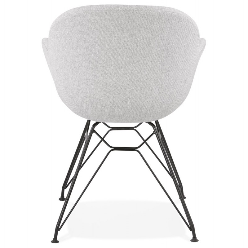 TOM Industrie-Stil Design Stuhl aus schwarzem Metall Fußstoff (hellgrau) - image 43381