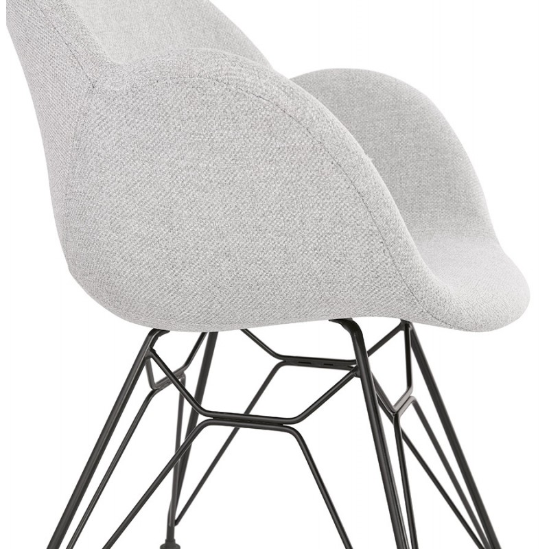 TOM Industrie-Stil Design Stuhl aus schwarzem Metall Fußstoff (hellgrau) - image 43384