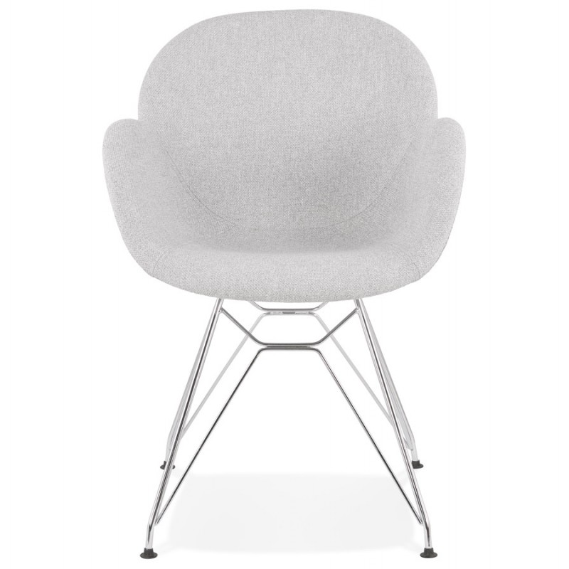 TOM Industrie-Stil Design Stuhl aus Chrom Metall Fußstoff (hellgrau) - image 43391