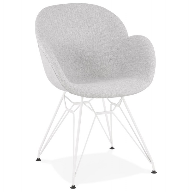 TOM Industrie-Stil Design Stuhl aus weiß lackiertem Metallstoff (hellgrau)