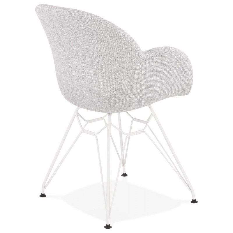 TOM industrial style design chair in white painted metal fabric (light grey) - image 43405