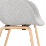 Skandinavischer Designstuhl mit CALLA Armlehnen aus naturfarbenem Fußstoff (hellgrau)