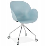 SORBIER desk chair on wheels in polypropylene chrome metal feet (sky blue)