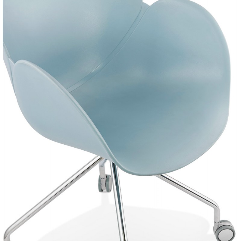 SORBIER desk chair on wheels in polypropylene chrome metal feet (sky blue) - image 43480
