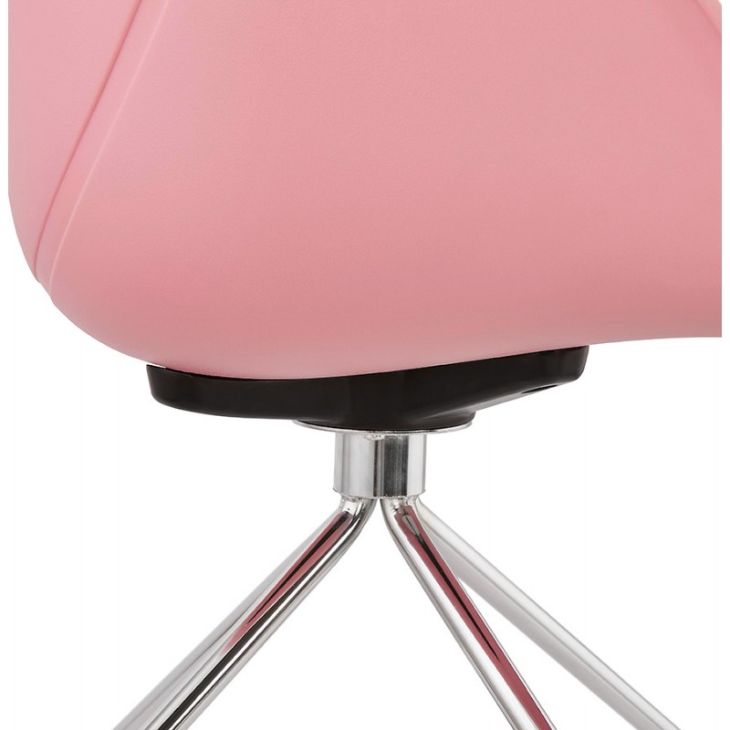 Sedia da tavolo SORBIER su ruote in piede in metallo cromato in polipropilene (rosa) - image 43490