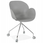 SORBIER desk chair on wheels in polypropylene chrome metal feet (grey)