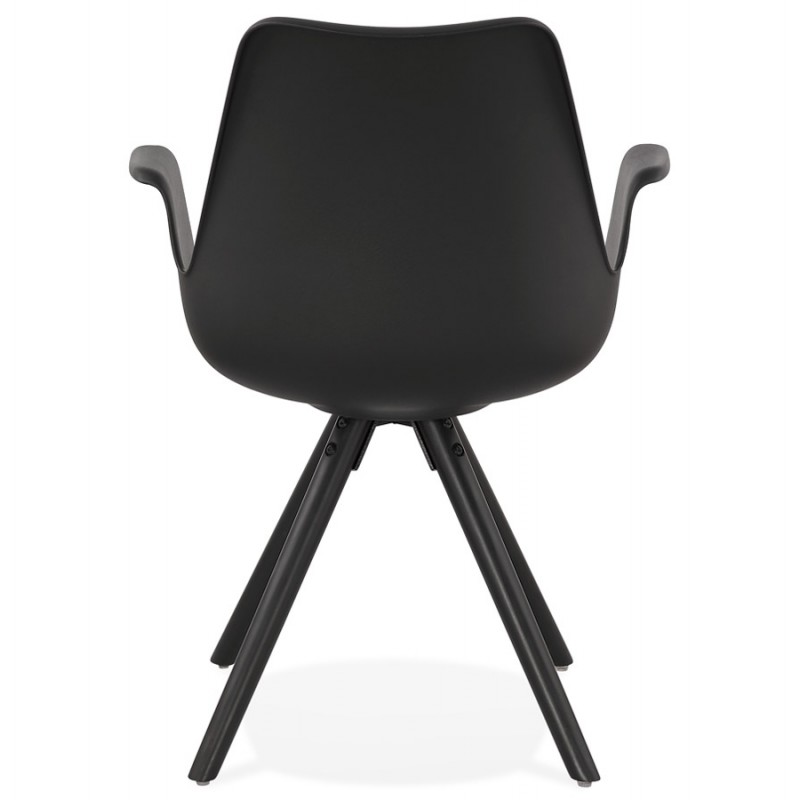 Scandinavian design chair with ARUM black-colored wooden foot armrests (black) - image 43528