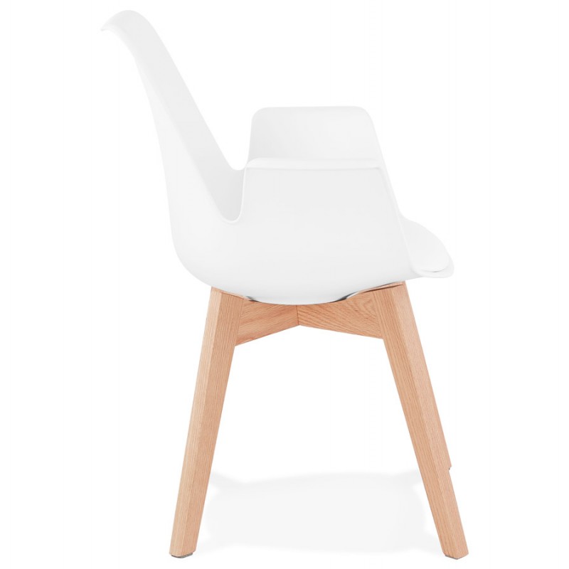 Chaise design scandinave avec accoudoirs KALLY pieds bois couleur naturelle (blanc) - image 43535