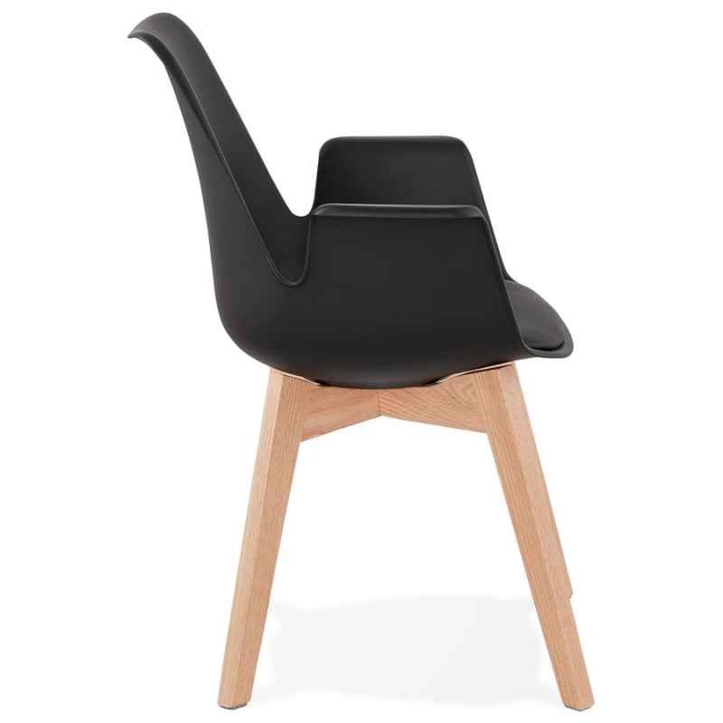 Chaise design scandinave avec accoudoirs KALLY pieds bois couleur naturelle (noir) - image 43544