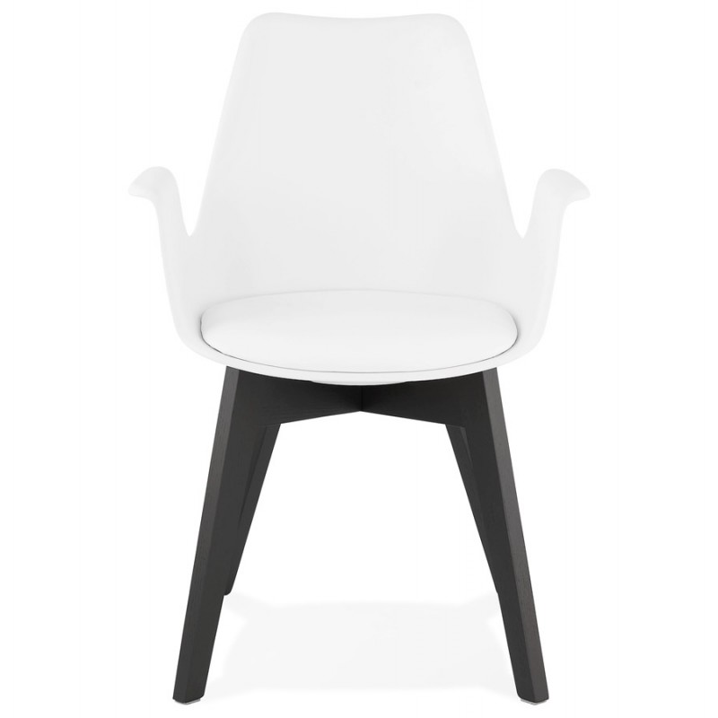 Chaise design scandinave avec accoudoirs KALLY pieds bois couleur noire (blanc) - image 43553