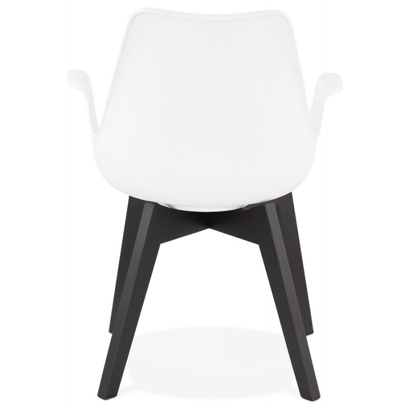 Chaise design scandinave avec accoudoirs KALLY pieds bois couleur noire (blanc) - image 43556