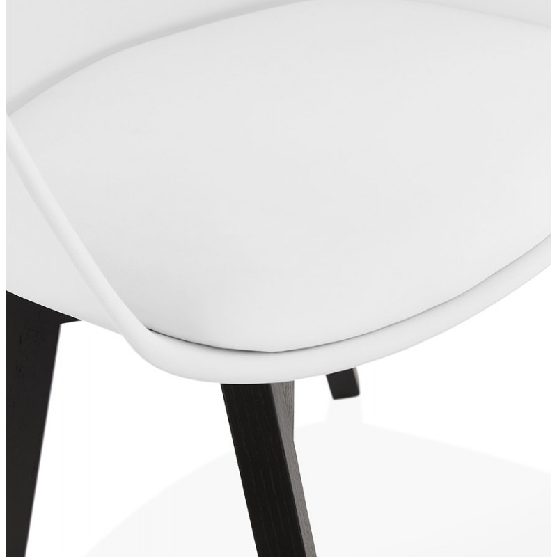 Chaise design scandinave avec accoudoirs KALLY pieds bois couleur noire (blanc) - image 43558