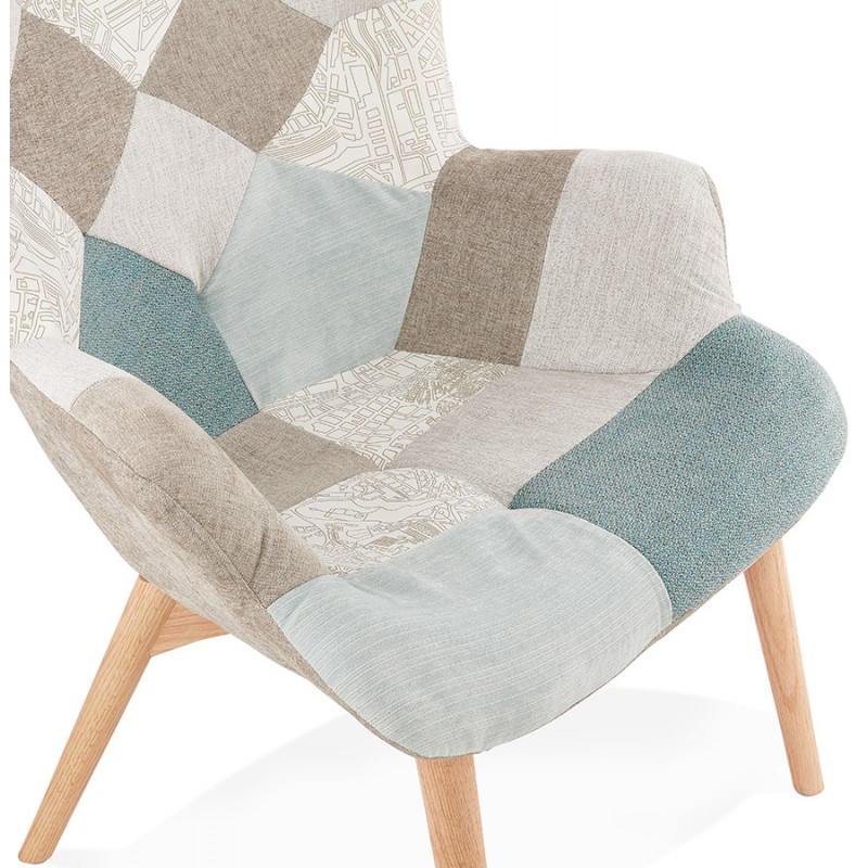 LOTUS skandinavisches Design Patchwork Stuhl (blau, grau, beige) - image 43578