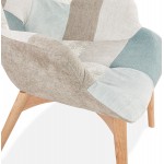 Fauteuil patchwork design scandinave LOTUS (bleu, gris, beige)