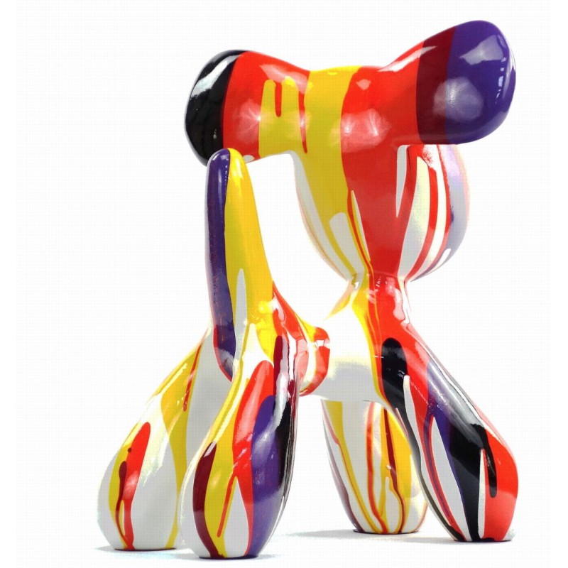 Set of 2 statues decorative sculptures design COUPLE OF CHIENS in resin H29 cm (Multicolored) - image 43745