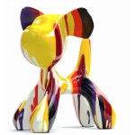 Set of 2 statues decorative sculptures design COUPLE OF CHIENS in resin H29 cm (Multicolored)