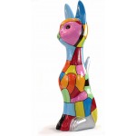 Statue sculpture décorative design CHAT DEBOUT POP ART en résine H100 cm (Multicolore)