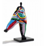 Statue sculpture décorative design FEMME JAMBE LEVEE en résine H80 cm (Multicolore)