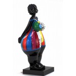 Statue sculpture décorative design FEMME EXOTIQUE DEBOUT en résine H66 cm (Multicolore)