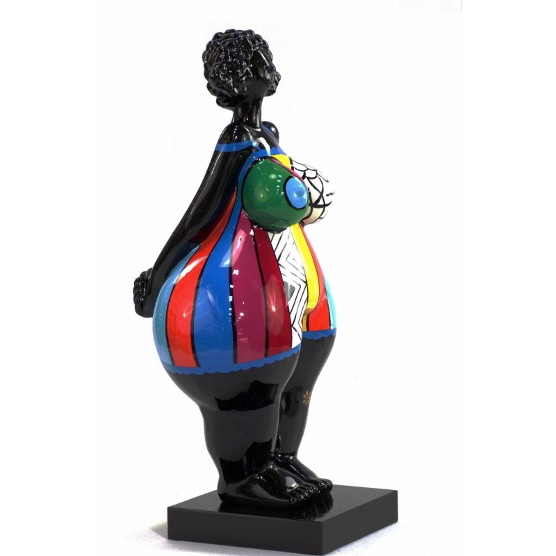 Statue sculpture décorative design FEMME EXOTIQUE DEBOUT en résine H66 cm (Multicolore) - image 43812