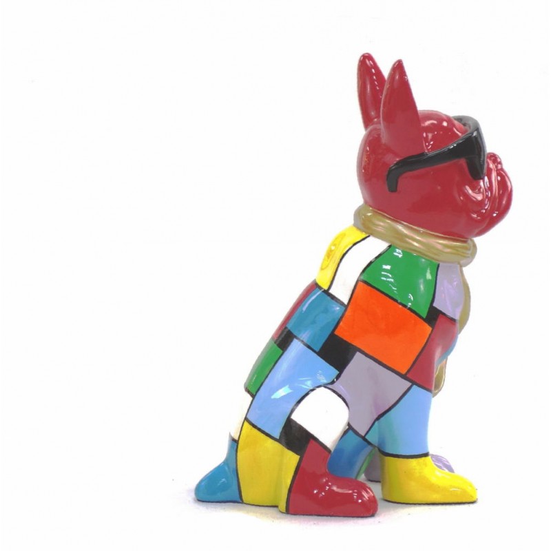 Statue sculpture décorative design CHIEN A CRAVATE DOREE en résine H36 cm (Multicolore) - image 43816