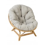 SHELL XXL vintage style natural rattan chair with cushion