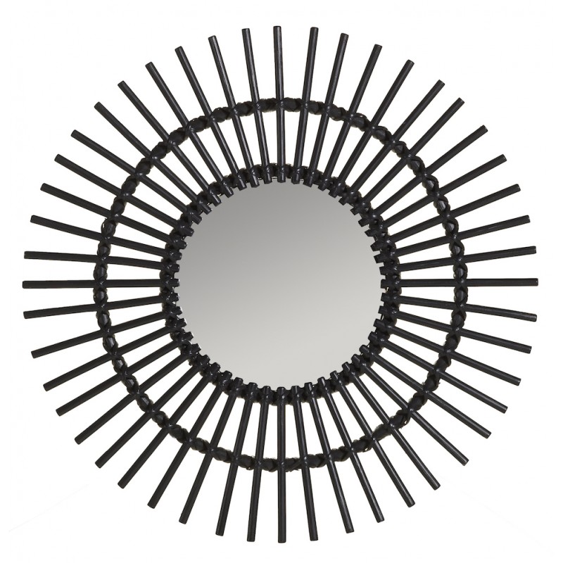 Mirror in rattan SOLEIL vintage style (black) - image 44338