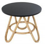 Low table, PIECE of frock table DIABOLO in rattan (50 cm) (black)
