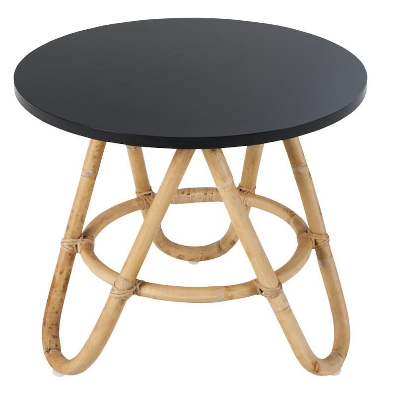 Table basse, bout de canapé DIABOLO en rotin (Ø 50 cm) (noir) - image 44346