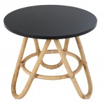 Low table, PIECE of frock table DIABOLO in rattan (60 cm) (black)
