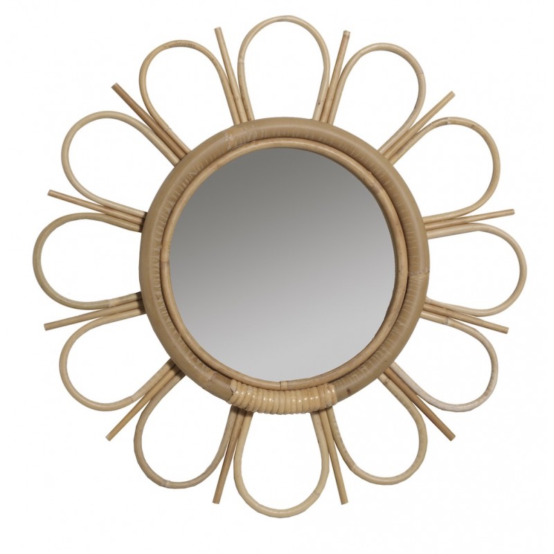 MARGUERITTE vintage-style rattan mirror - image 44352