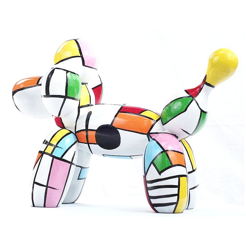 Perro de estatua Arlequín globo diseño decorativo la escultura en resina H35 (multicolor) - image 44366