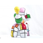 Statue dog Harlequin balloon design decorative sculpture in resin H35 (multicolor)