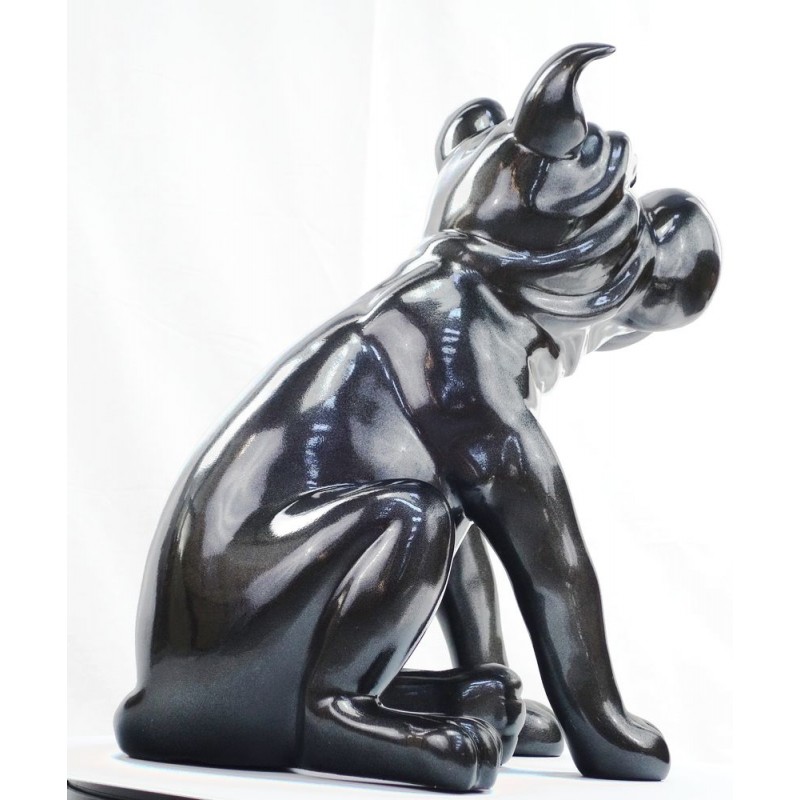 Statuetta design scultura decorativa cane in resina (Grigio scuro) - image 44399